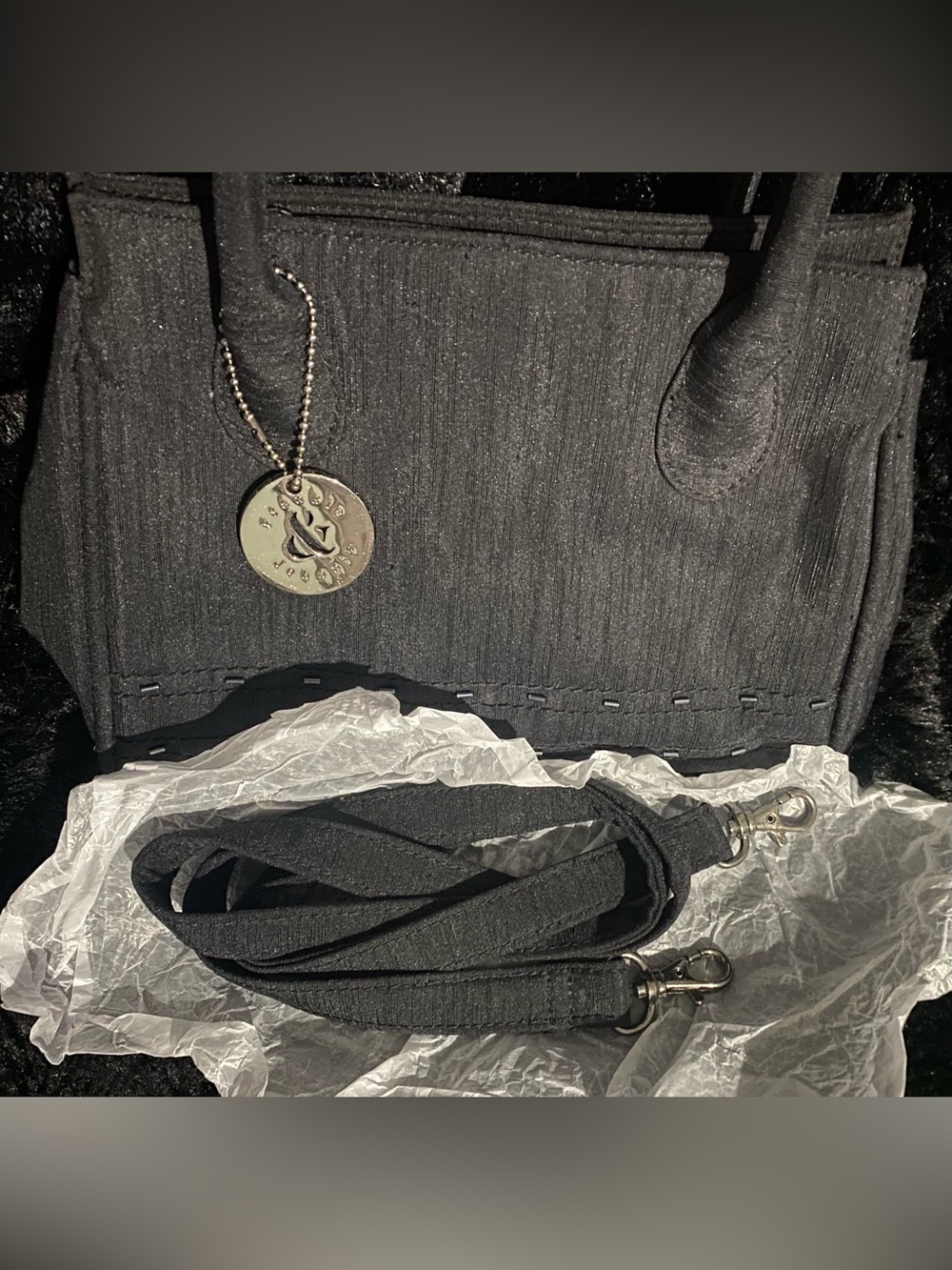 Frankie & Johnnie Black Rose Versatile Small Handbag Crossbody or Shoulder Bag